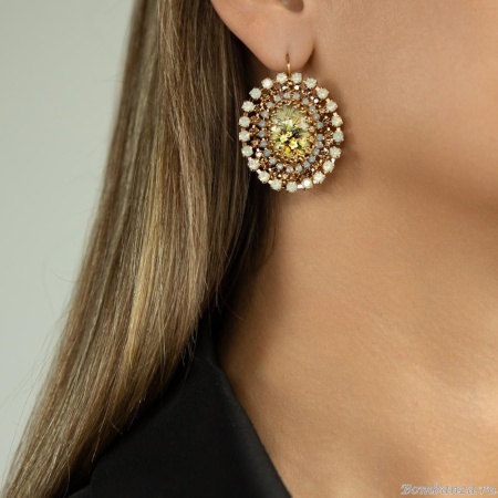 Серьги Celeste G, с кристаллами Swarovski и сатинатом, CS25.1-2098 желтый