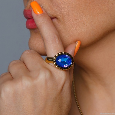 Кольцо Qudo, TIVOLA UNICA big (G/P) Royal blue delite 60, 688162 Кольцо Qudo, TIVOLA UNICA big (G/P) Royal blue delite 60, 688162