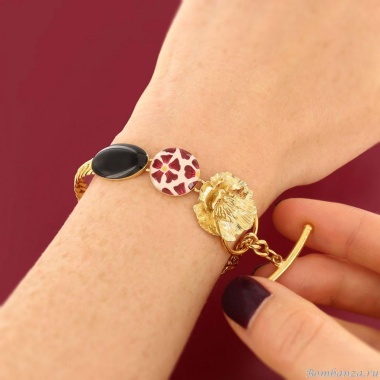 Браслет TARATATA, Magnolia, цветная смола, рисунок, золотая краска, TT-H25-08313-203 красный Браслет TARATATA, Magnolia, цветная смола, рисунок, золотая краска, TT-H25-08313-203 красный