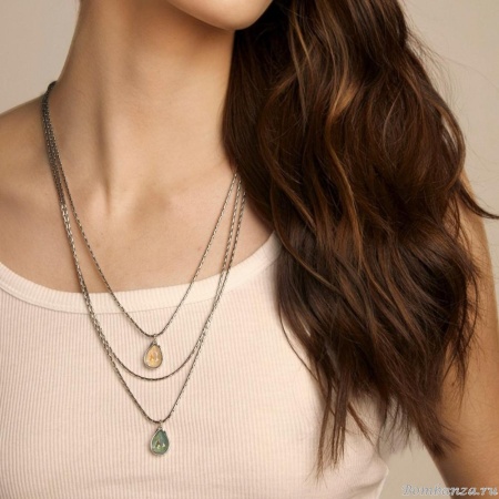 Колье VIDDA, Bloom, тройное, с австрийскими кристаллами, VD23-01720 персиковый, 55см