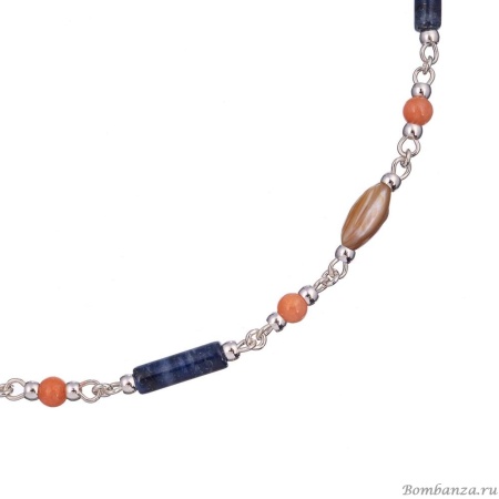 Колье Lanzerotti, Alba, дюмортьерит, перламутр и агат, LZ-24.02-021 синий