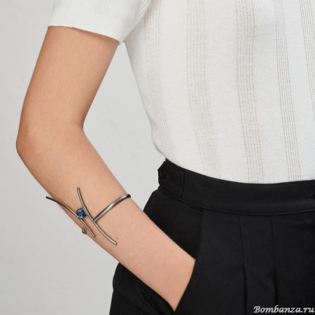 Браслет Katerina Vassou, Echo, кафф, с азуритом, KV23.2-305921B серебристый Браслет Katerina Vassou, Echo, кафф, с азуритом, KV23.2-305921B серебристый