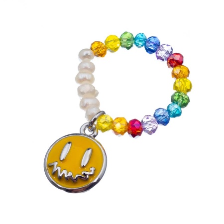 Кольцо Moon Paris, Kids, стрейч, жемчуг, кристаллы, смайл, MK-23.03-018 желтый