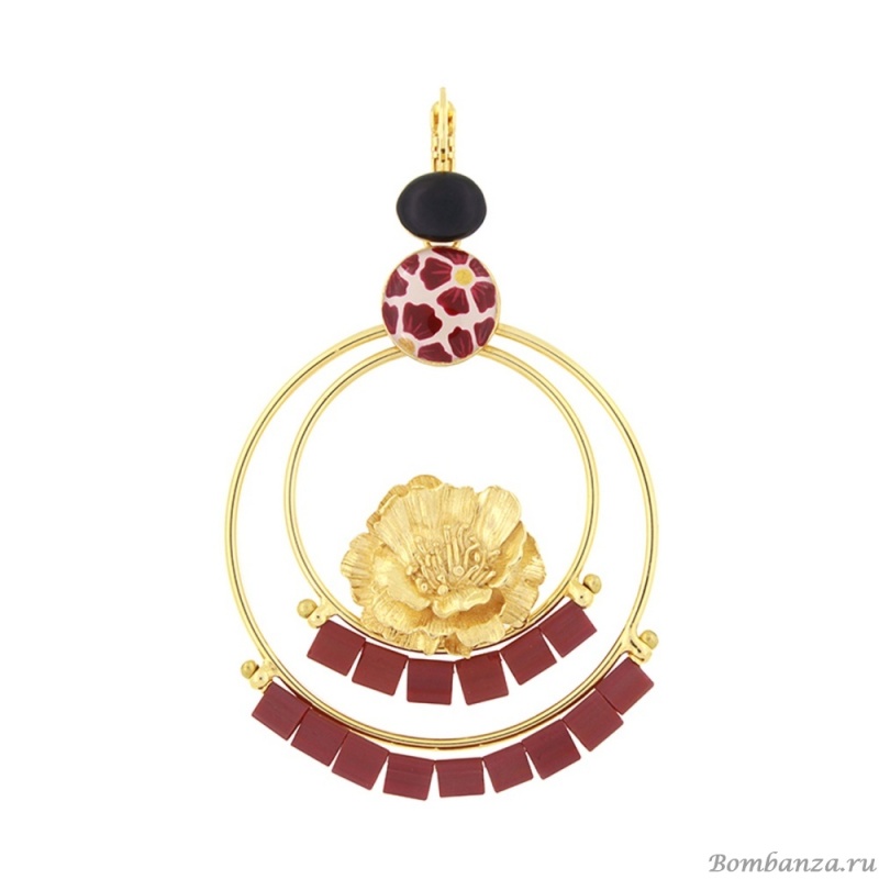 Серьги TARATATA, Magnolia, смола, золотая краска, стеклянные бусины, TT-H25-08773-208 коричневый