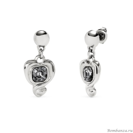 Серьги UNOde50 Ser Expresiva с черным кристаллом, с серебром PEN0997NGRMTL0U