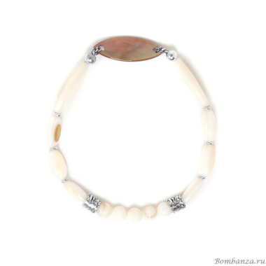 Браслет Nature Bijoux, Panama, стрейч, жемчужный и коричневый перламутр, NB22.1-13-42182 белый