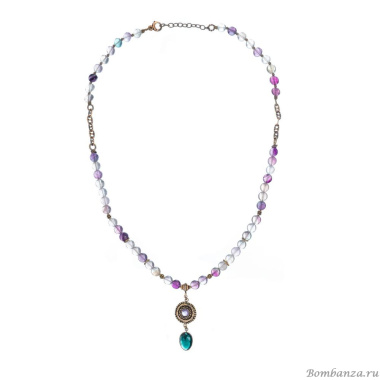 Колье Alcozer&J, с флюоритом, аметистом и кварцем, AL-C68DW22-R сиреневый