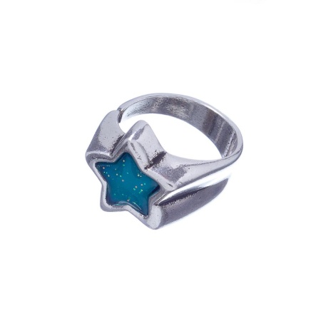 Кольцо Ciclon, Estella, со звездой, муранское стекло, CN-222502 бирюзовый
