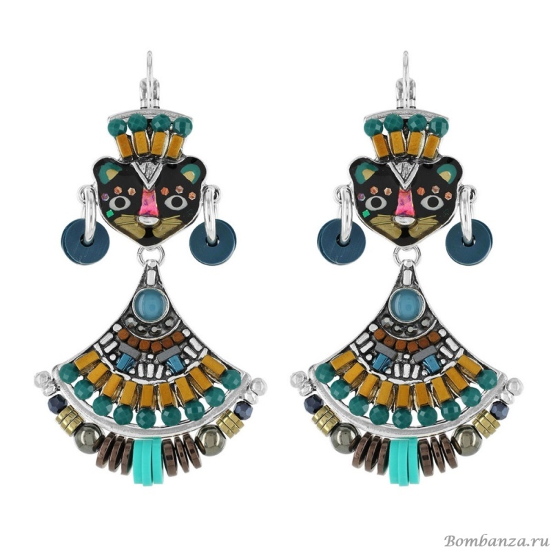 Серьги TARATATA, Pacha, смола, бусины хейши, стразы, глиттер, TT-H23-05750-10M серебристый