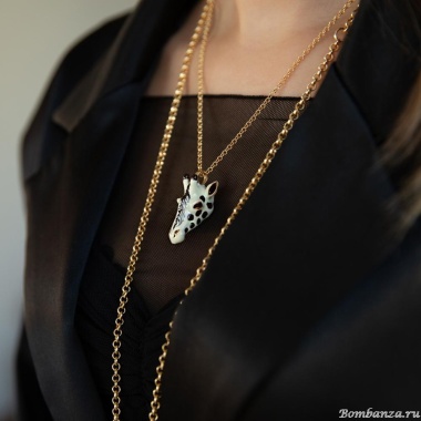 Колье Polina Firenze, жираф с эмалью, PF25.2-PE2537 бежевый