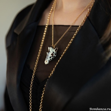 Колье Polina Firenze, жираф с эмалью, PF25.2-PE2537 бежевый