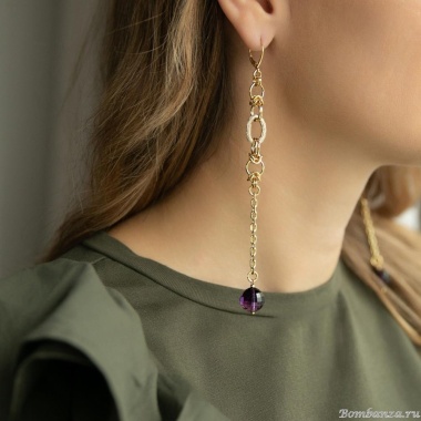 Серьги Lanzerotti, Elisir, с аметистом, LZ-25.10-293 фиолетовый