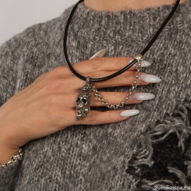 Колье Tra-la-ra, Tatoo, с подвеской-черепами и кристаллами, TLR24-522P204 черный