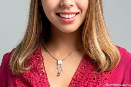 Колье Taratata, Wake up!, серебристое, с белой эмалью и кристаллами, TT-E20-19142-105