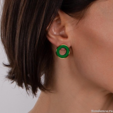 Серьги Nuance, Nuance, асимметричные, с кольцами, NFN-23.12-084 зеленый
