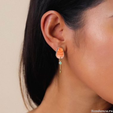 Серьги Franck Herval, Aurore, ракушка Capiz в смоле,кристалл Swarovski, FH24.2-12-69165 золотистый