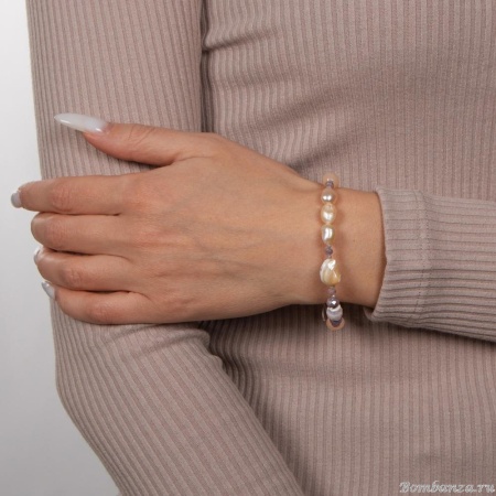 Браслет Lanzerotti, Alba, перламутр,жемчуг,лунный камень,раковина, LZ-24.02-059 бежевый