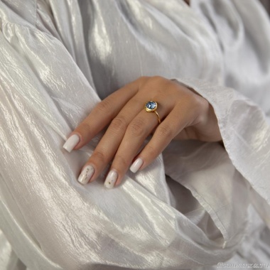 Кольцо Catherine Bijoux, Half moon, разъемное, с кристаллом, CB25.1-5355DG голубой