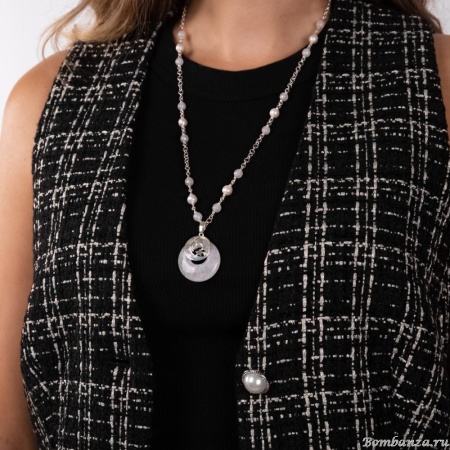 Колье Lanzerotti, Splendore, с жемчугом, жадом и кварцем, LZ-24.08-326 серебристый