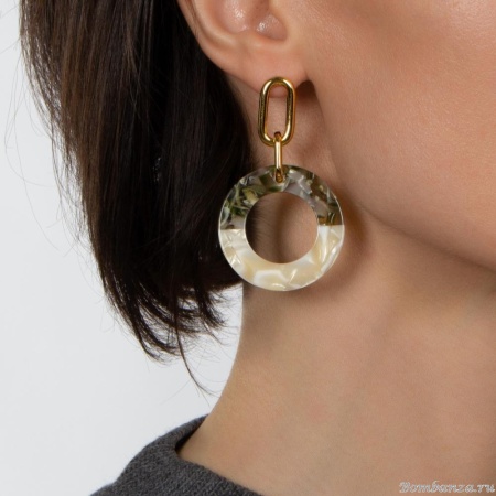 Серьги Nuance, асимметрия, с подвесками-кольцами, NFN-24.01-009 золотистый