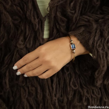 Браслет Thot Gioielli, кафф, с рейнстоуном, TG25.1-BRV21 синий