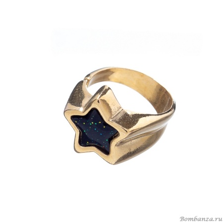 Кольцо Ciclon, Estella, разъемное, со звездой, муранское стекло, CN-220506 черный