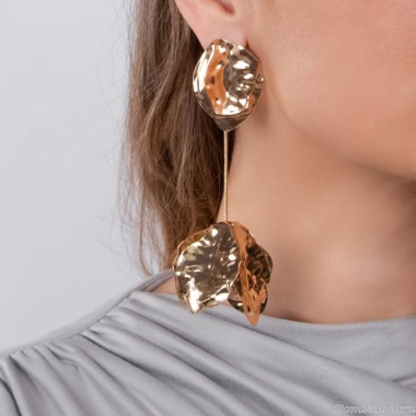 Серьги Moon Paris, фактурные, с бутоном, Mo-Y24.06-045 золотистый