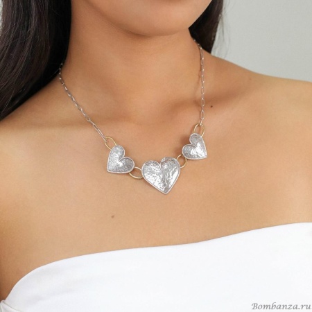 Колье ORI TAO, Alegria, с сердцами, OT24.1-15-31730 серебристый