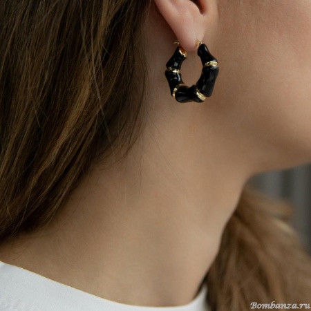 Серьги Francesca Bianchi, кольца, с эмалью, FB25.2-81S черный