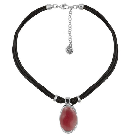 Колье Ciclon, Vega, кожаное, с муранским стеклом, CN-232831 розовый