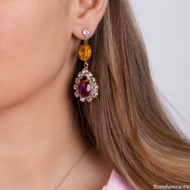 Серьги Moon Paris, Ringo Queen, асимметричные, бант, кристаллы, MRQ-24.05-006 зеленый