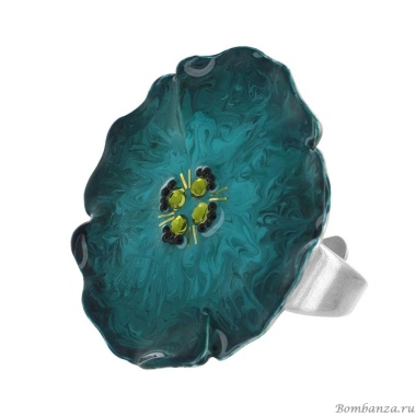 Кольцо TARATATA, Bloom, разъемное, смола, стразы, микрошарики, TT-W23-11431-104 синий