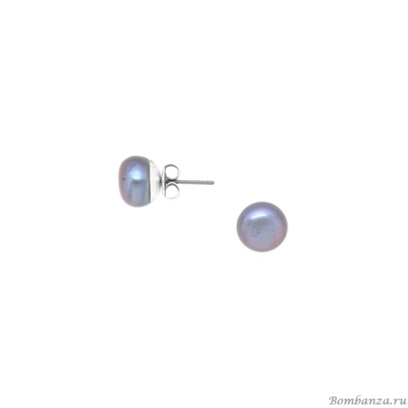 Пуссеты Nature Bijoux, Pebble Beach, с жемчугом, NB25.2-12-90375 серый