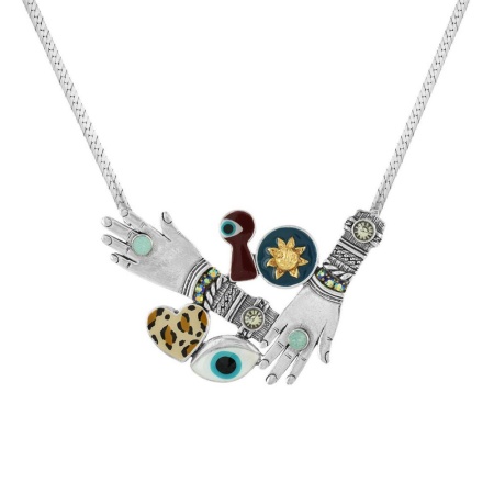 Колье TARATATA, Secret, с рисунком на смоле,кристаллами,стразами, TT-W22-19111-104 серебристый
