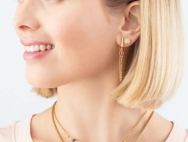 Серьги Coeur de Lion, Square Rose Quartz Rose-Gold, 1200/21-1916 Серьги Coeur de Lion, Square Rose Quartz Rose-Gold, 1200/21-1916