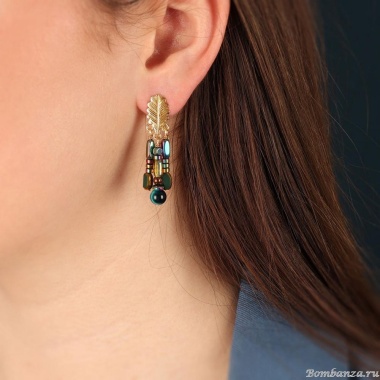 Серьги TARATATA, Chardon bleu, со стеклянными бусинами, тигровым глазом, TT-H24-09970-204 синий Серьги TARATATA, Chardon bleu, со стеклянными бусинами, тигровым глазом, TT-H24-09970-204 синий
