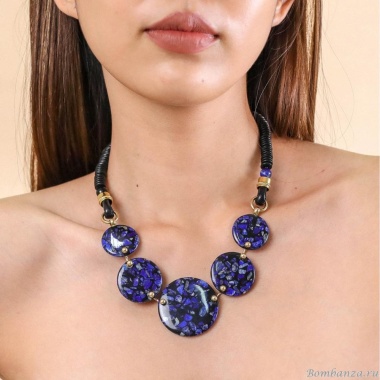 Колье Nature Bijoux, Venezia, кожа, яшма, лазурит, кокос, NB24.2-15-43211 синий