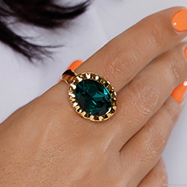 Кольцо Qudo, TIVOLA UNICA big (G/P) Emerald 54, 686944 Кольцо Qudo, TIVOLA UNICA big (G/P) Emerald 54, 686944