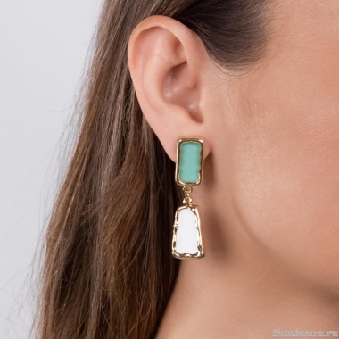 Серьги Moon Paris, с цветными акриловыми вставками, Mo-Y24.06-021 зеленый