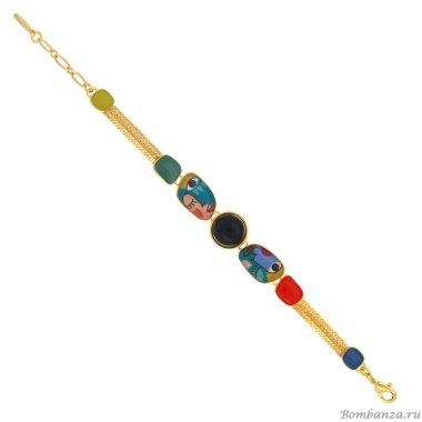 Браслет TARATATA, Abstract, с цветной смолой и стеклянным кабошоном, TT-W24-05307-20M золотистый