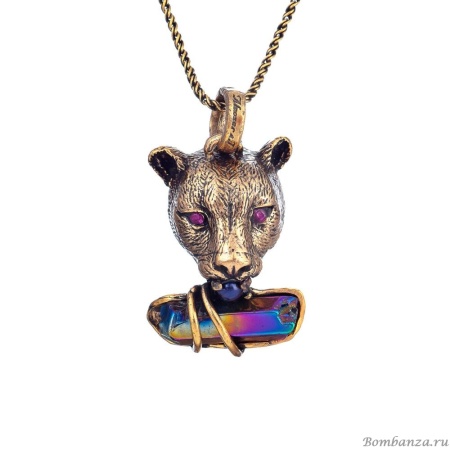 Колье Alcozer&J, радужный кварц, гранат, жемчуг, AL-C58BP23-R золотистый