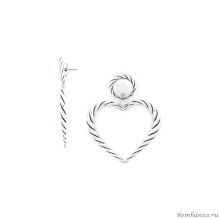 Серьги ORI TAO, Merida, с сердцем, OT24.2-12-32040 серебристый