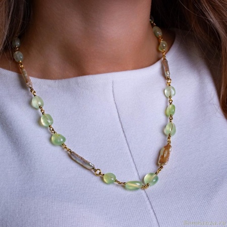 Колье Lanzerotti, Ispirazione, пренит, жемчуг, LZ-24.10-457 мятный