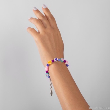 Браслет Lanzerotti, Hello babe!, с полимерными бусинами в форме сердца, LZ-25.07-211 сиреневый