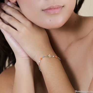Браслет Franck Herval, Suzane, агат, жад, стеклянные бусины, Swarovski, FH25.1-13-72964 золотистый Браслет Franck Herval, Suzane, агат, жад, стеклянные бусины, Swarovski, FH25.1-13-72964 золотистый