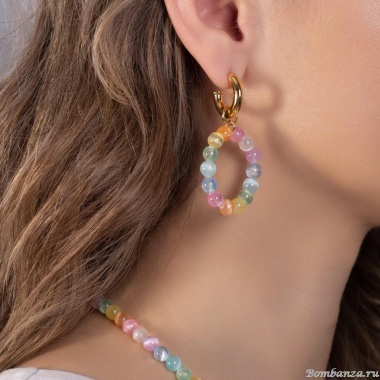 Серьги Lanzerotti, Hello babe!, полукольца, с селенитом, LZ-25.07-200 розовый