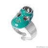 Кольцо Taratata, Cannibalos, разъемное, серебристое с зеленой эмалью, TT-T20-50404-107