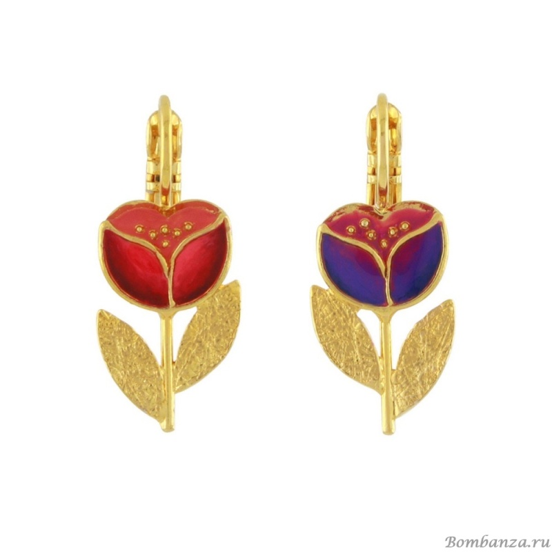 Серьги TARATATA, Crocus, асимметричные,цветная смола,микрошарики, TT-H24-02753-203 красный