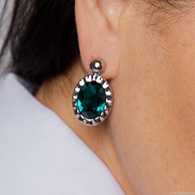 Серьги Qudo, TIVOLA UNICA big (S/P) Emerald 2,65cm, 332048 Серьги Qudo, TIVOLA UNICA big (S/P) Emerald 2,65cm, 332048