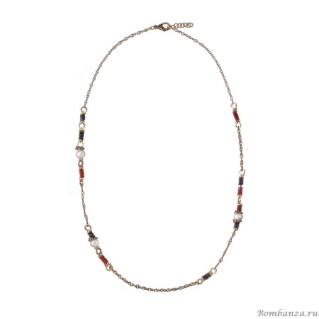 Колье Alcozer&J, с яшмой, агатом и жемчугом, AL-C48LB25-R коричневый